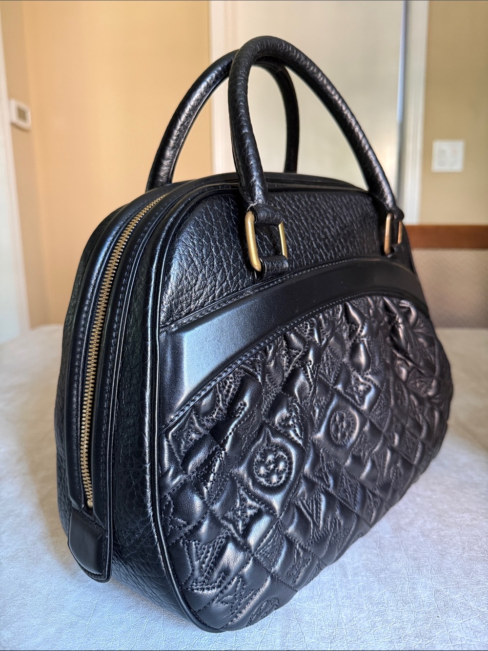 Louis Vuitton Black Quilted Monogram Top Handle Satchel - Picture 3 of 14
